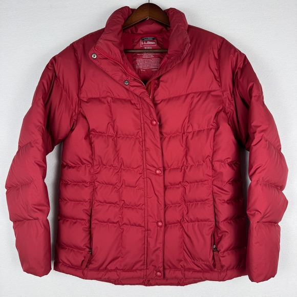L.L. Bean Jackets & Blazers - L.L. Bean DownTek Down Puffer Jacket Womens L Red Zipper Pockets Gorpcore